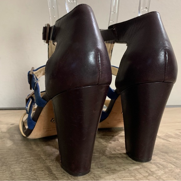 Womens VC SIGNATURE Vince Camuto BROWN BLUE SNAKE Gladiator HIGH Heel SANDALS 10 - Picture 6 of 8